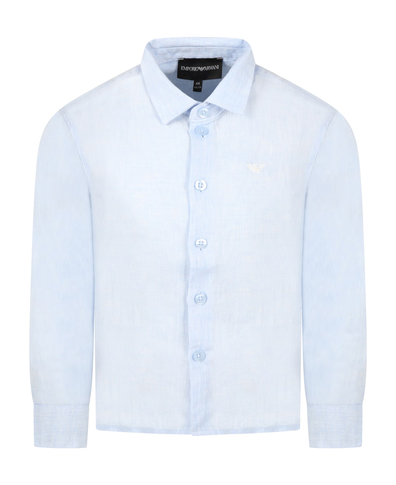 Emporio Armani Light-blue Shirt For Boy With Eagle - Light Blue