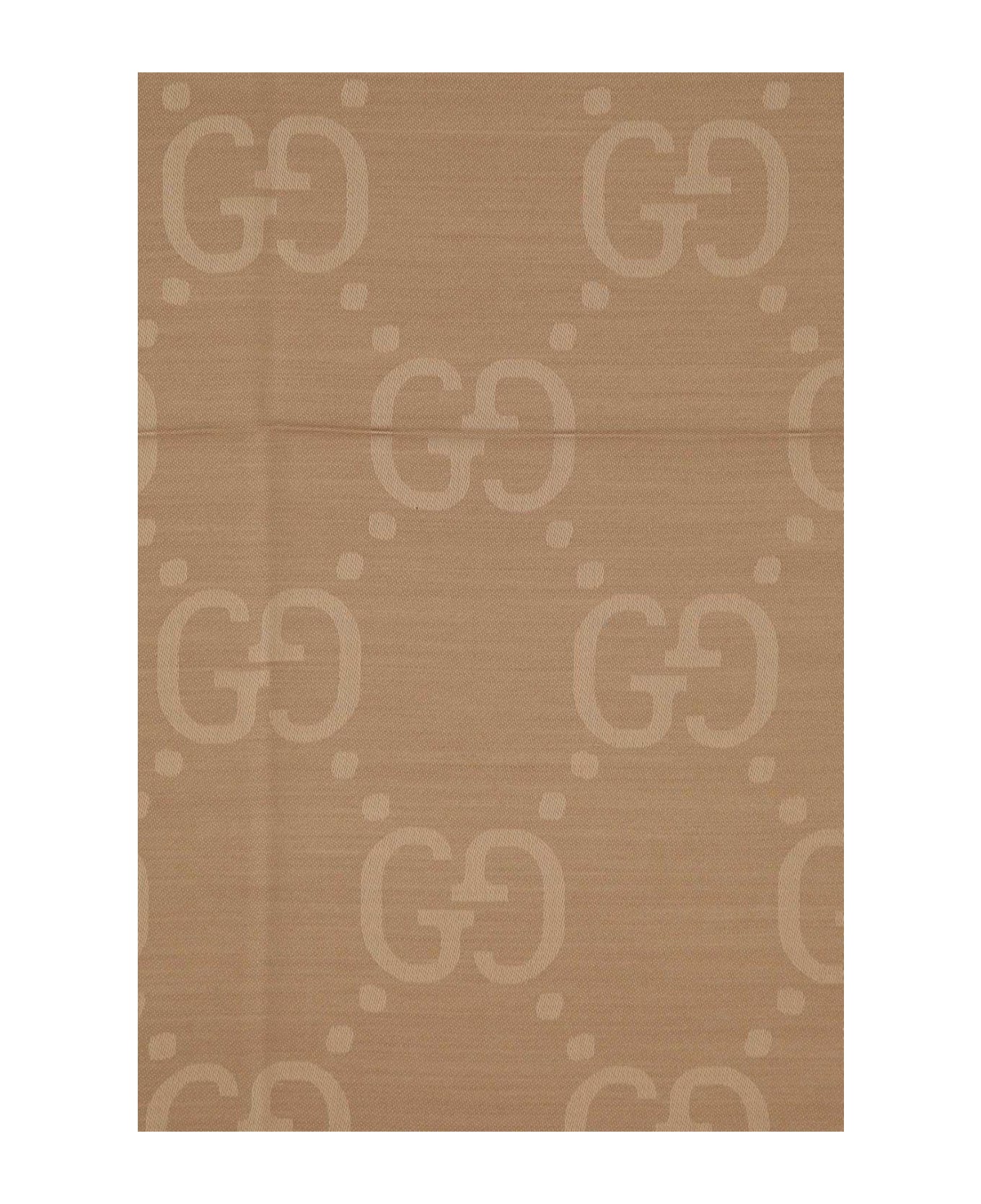 Gucci Gg Jacquard Frayed-edge Shawl - Camel