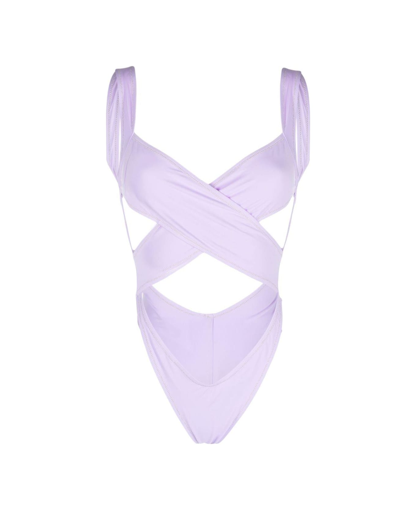 Reina Olga Exotica Cut-out Open Back Swimsuit - Lilac