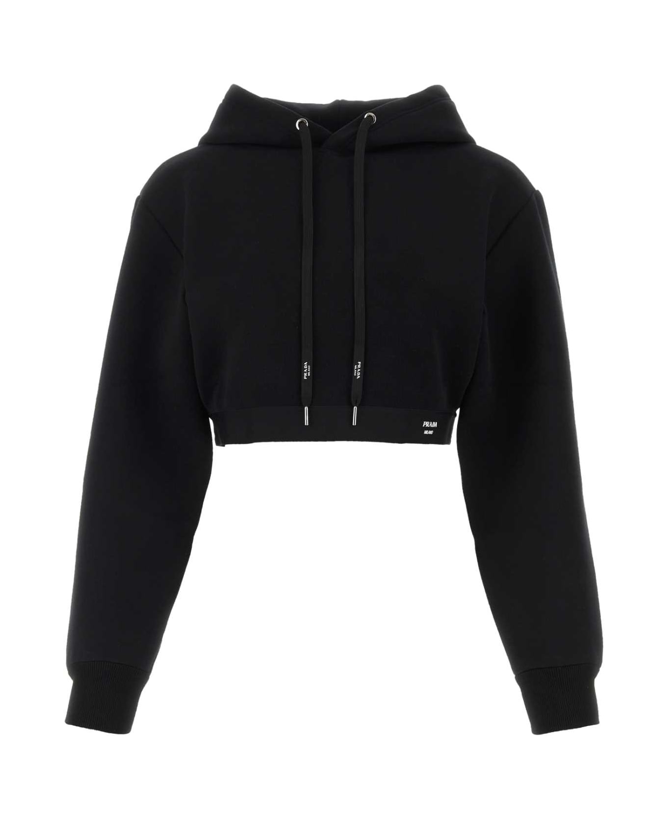 Prada Black Stretch Cotton Blend Sweater - NERO