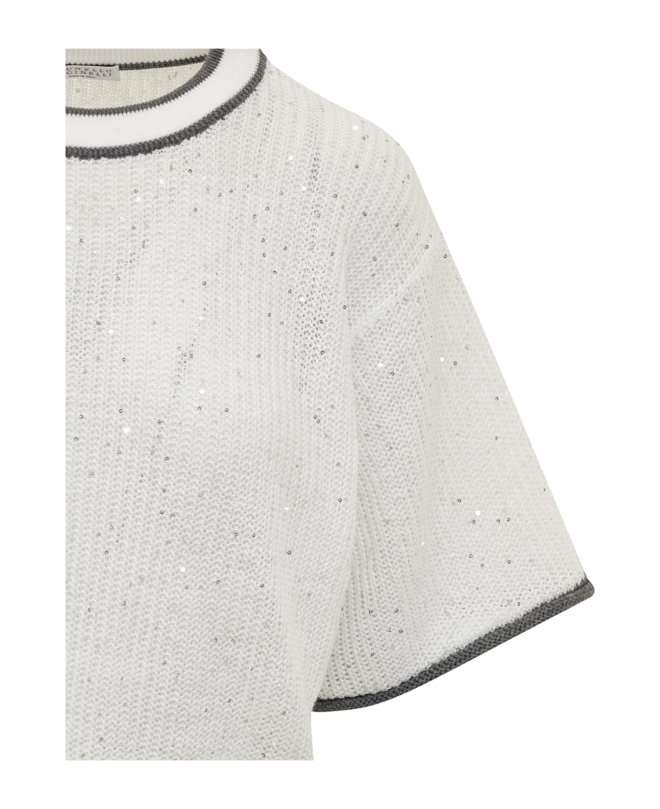 Brunello Cucinelli Dazzling & Sparkling Linen Sweater - BIANCO