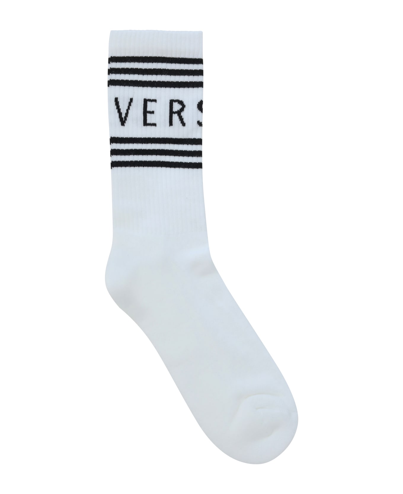 Versace Cotton Socks With Logo - White