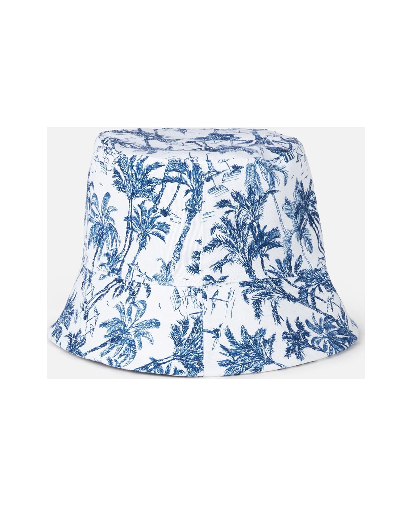 MC2 Saint Barth Cotton Bucket Hat With Front Embroidery And Toile De Jouy Pattern - WHITE