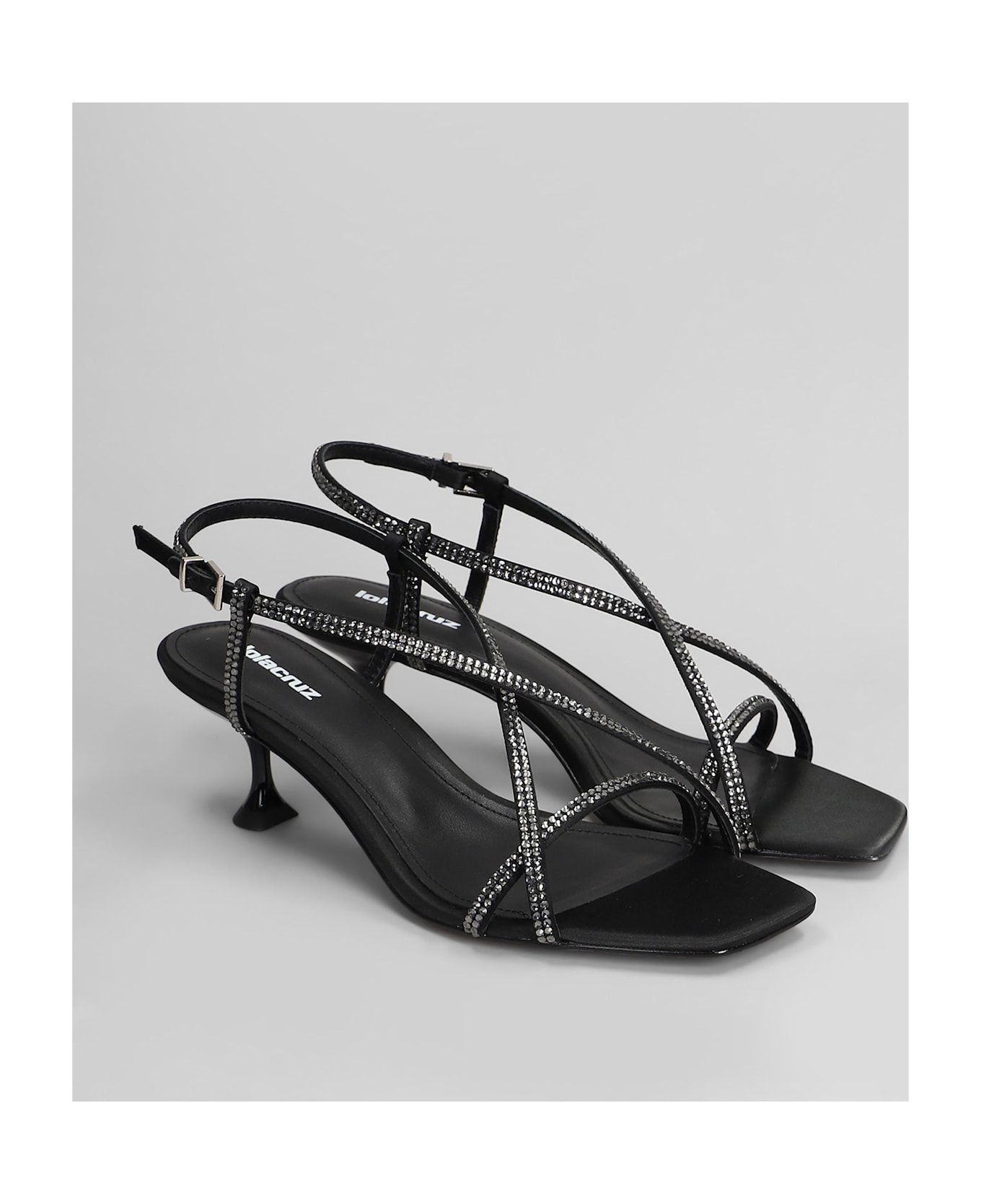 Lola Cruz Liberty Heel 55 Sandals In Black Satin - black