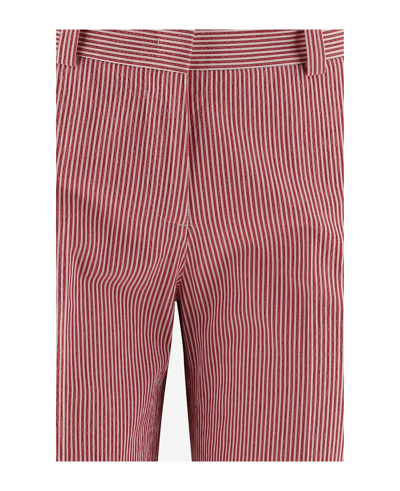 QL2 Cotton Blend Pants With Striped Pattern - Red