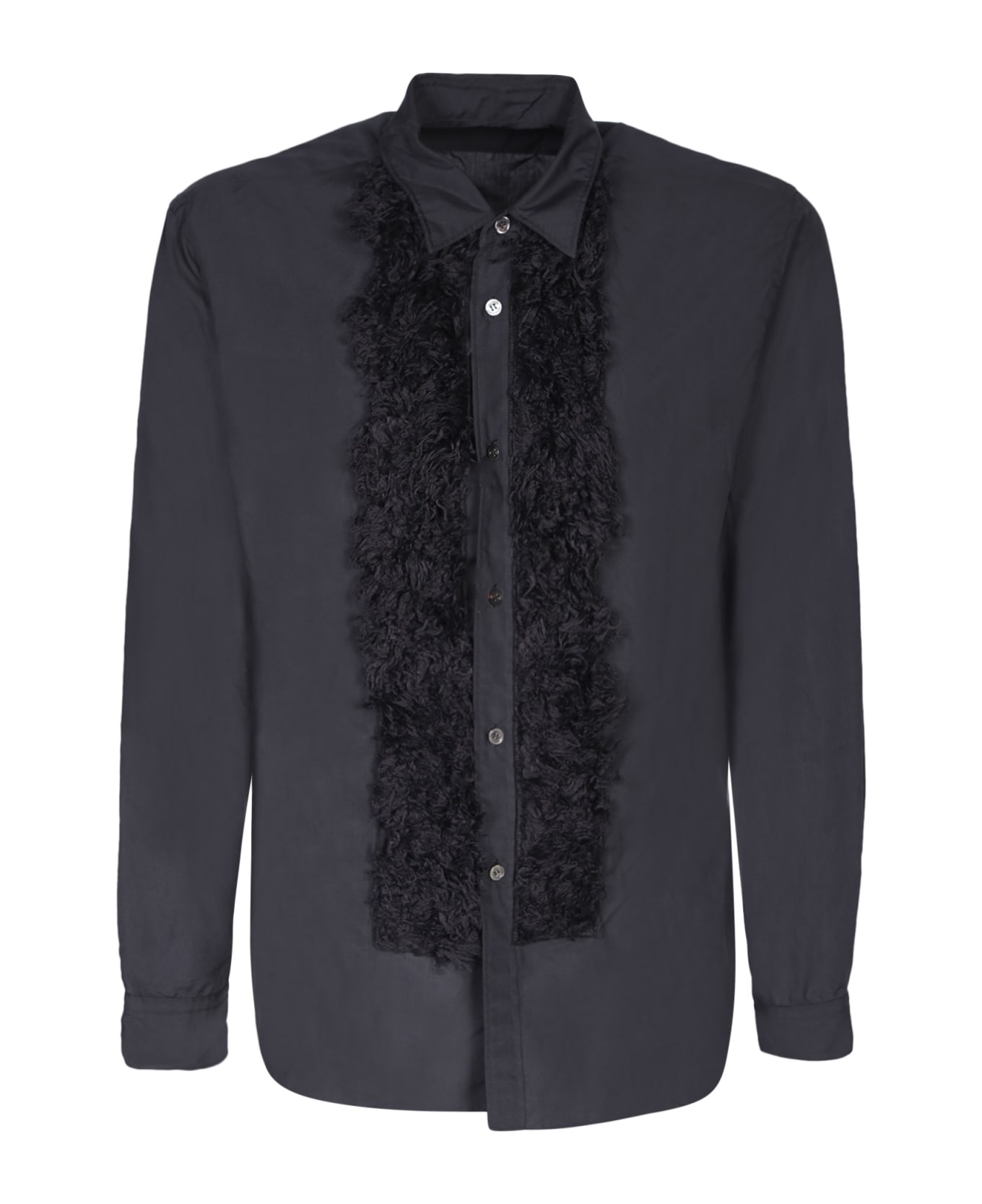 Comme Des Garçons Homme Plus Faux Fur Details Black Shirt - Black