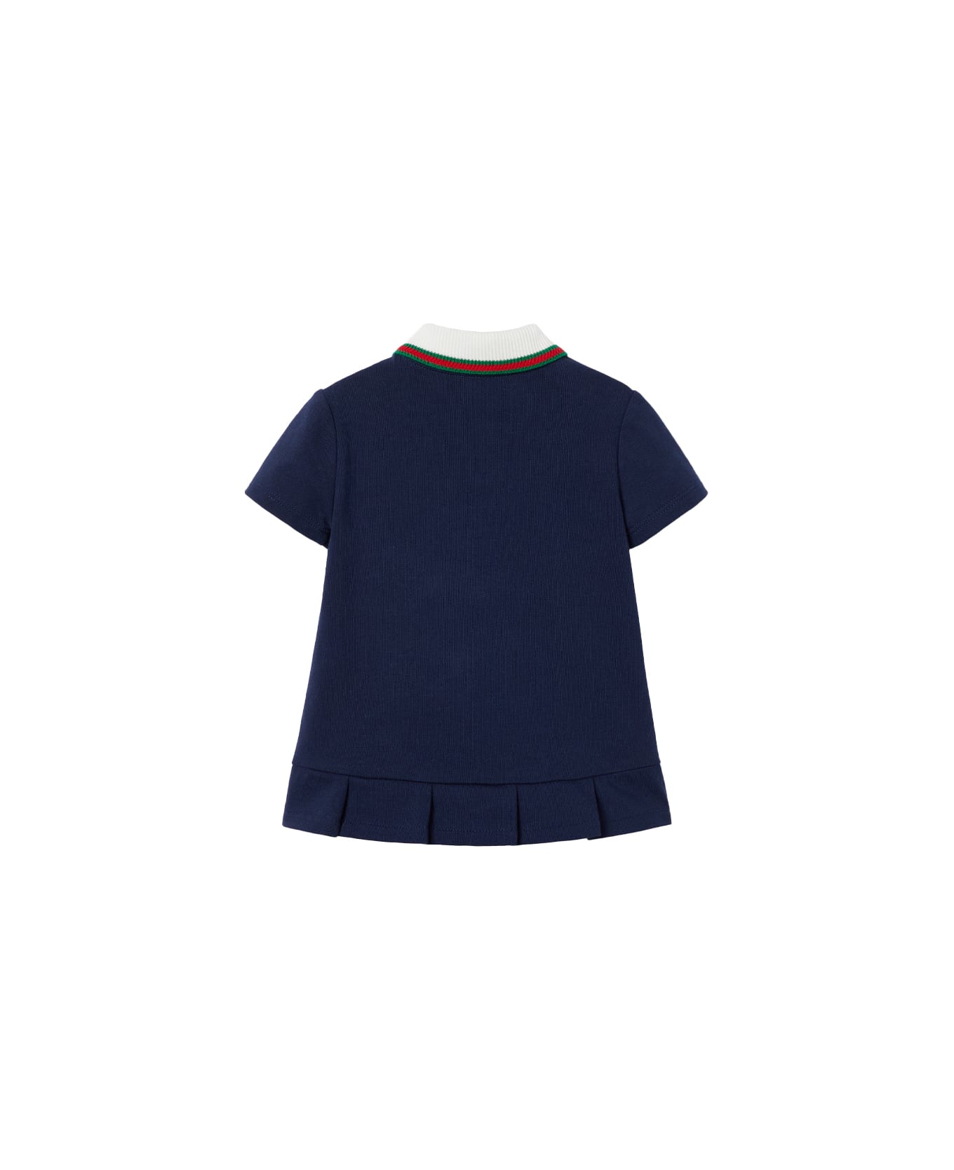 Gucci Dark Blue Jersey Dress With Gg Cross Embroidery - Blu