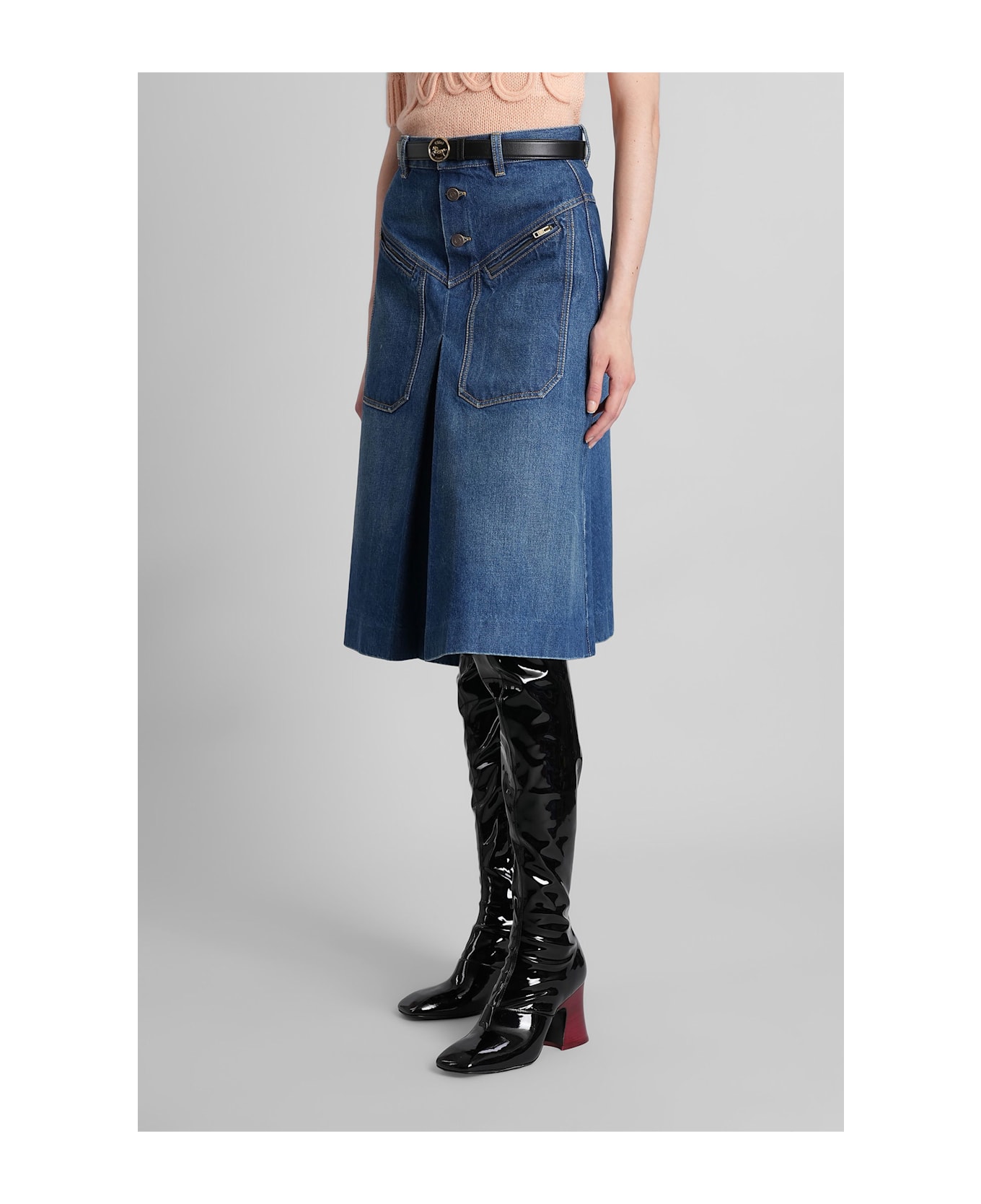 Chloé Skirt In Blue Denim - blue