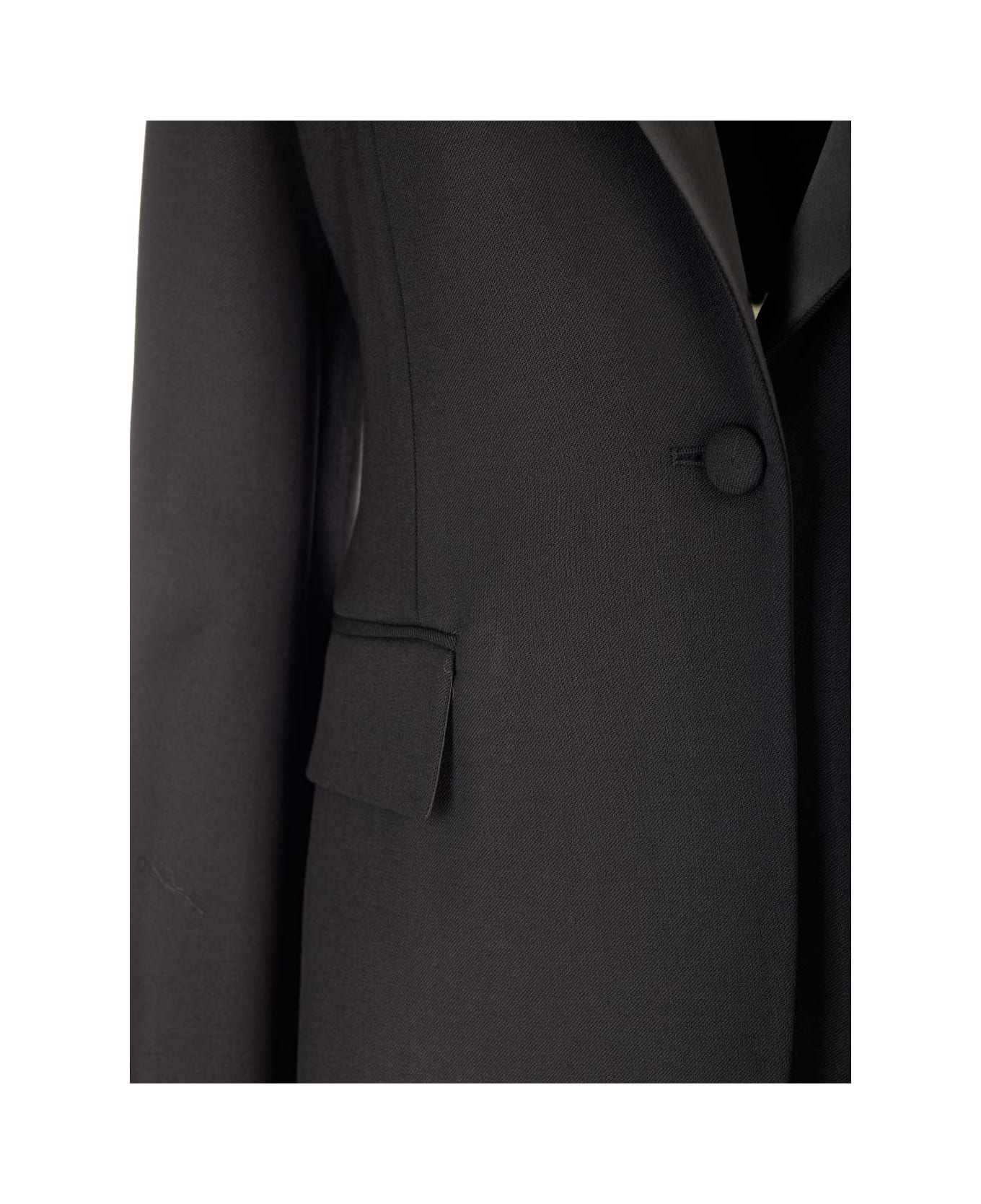 Parosh Black Wool Tuxedo Jacket - Black