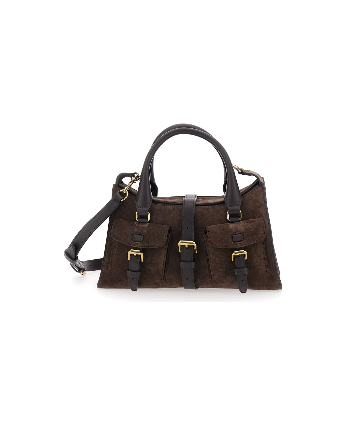 Mulberry 'roxanne' Brown Small Handbag With Adjustable And Removable Shoulder Strap And Two Front Pockets In Suede Woman - Brown