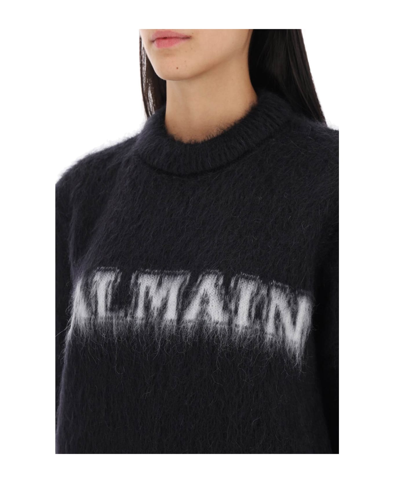 Balmain Brushed Mohair Logo Sweater - Black ニットウェア