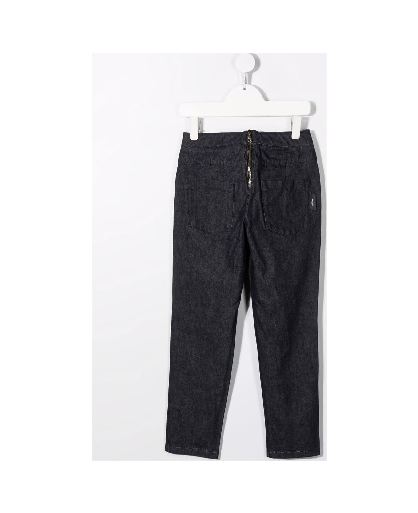 Balmain Navy Blue Kids Tapered Trousers With Golden Embossed Buttons - Blu navy