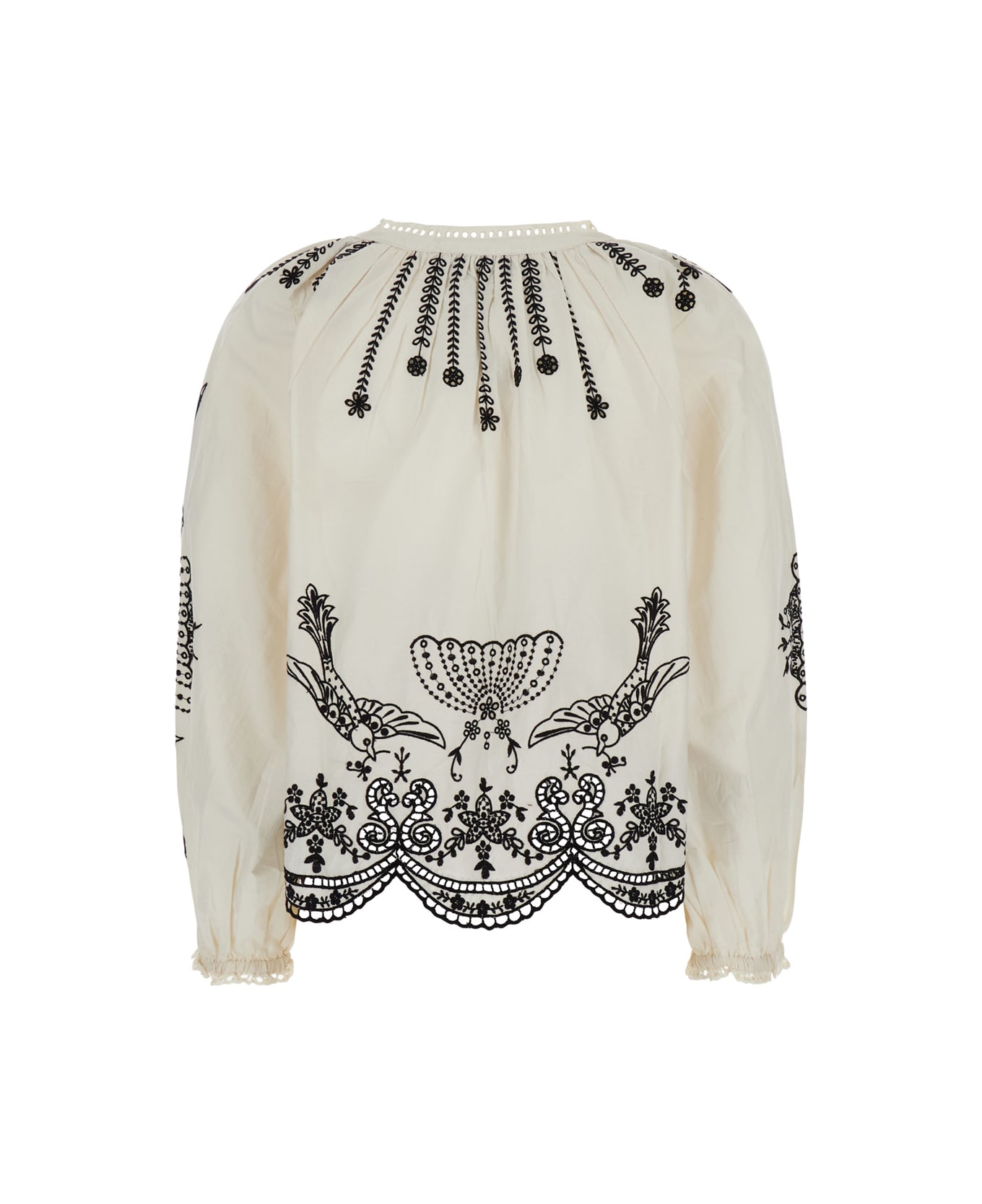 Sea New York White Blouse With V Neck And All-over Kingsley Embroidery In Cotton Woman - White
