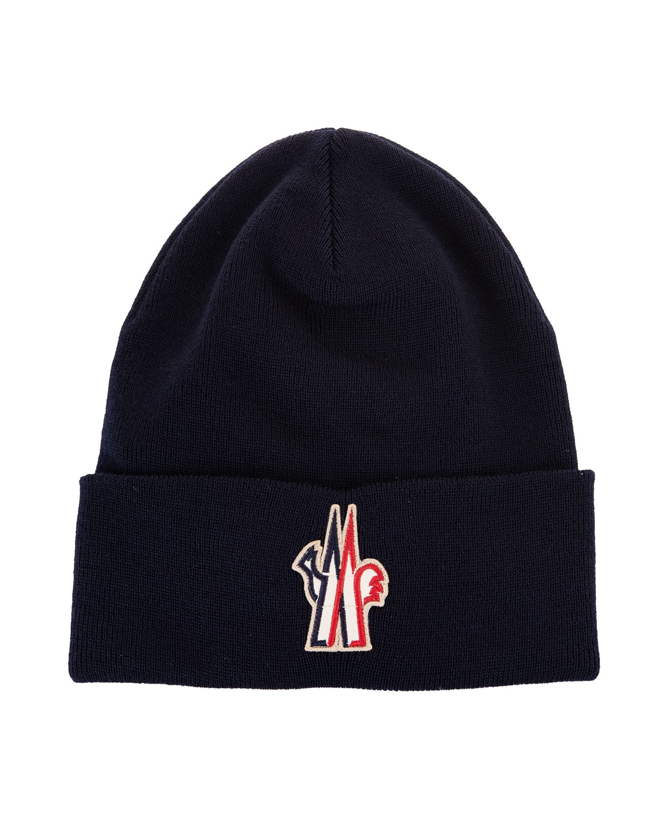Moncler Grenoble Navy Blue Pure Wool Hat - Blue