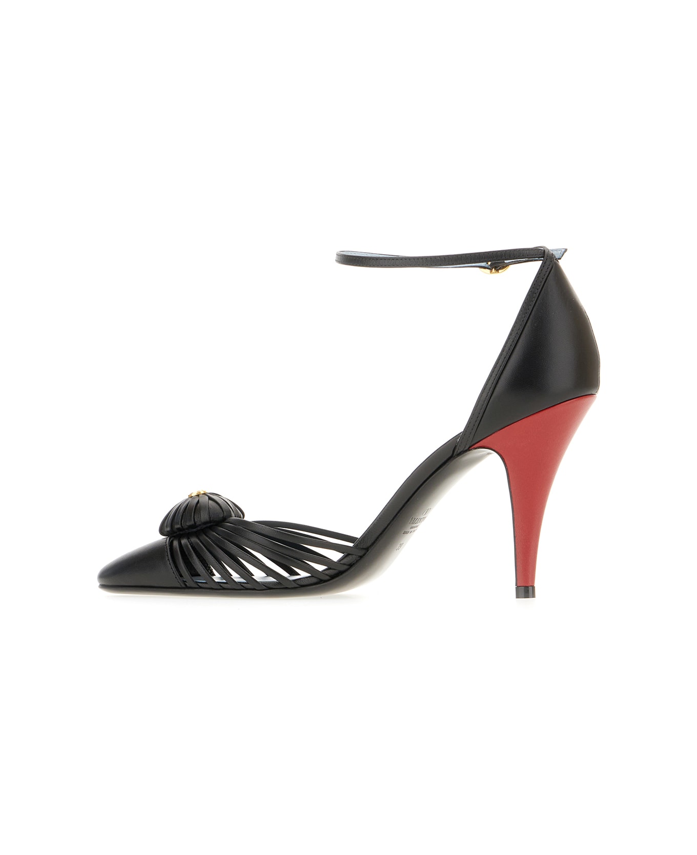 Valentino Garavani Black Leather Pumps - NERO ROSSO V