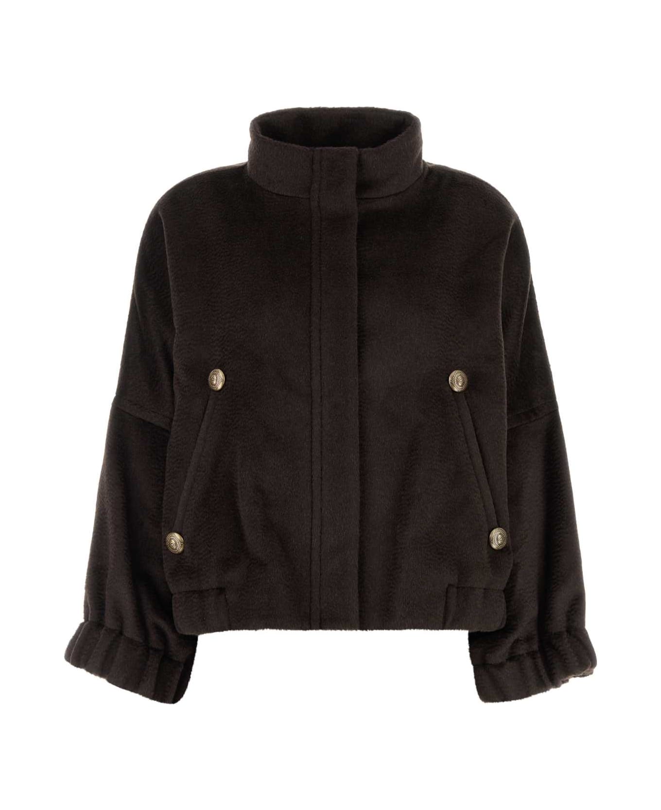 Giorgio Armani Brow Alpaca Blend Jacket - MARRONE