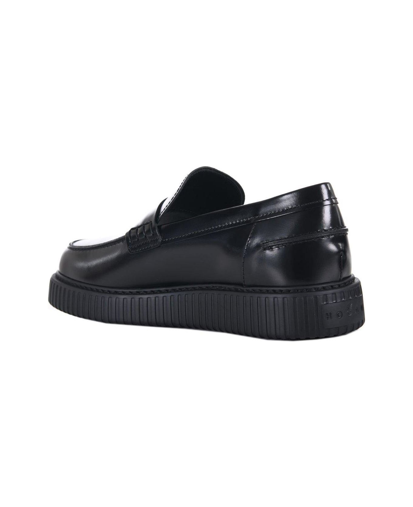 Hogan Front Mask Flat Shoes - Black