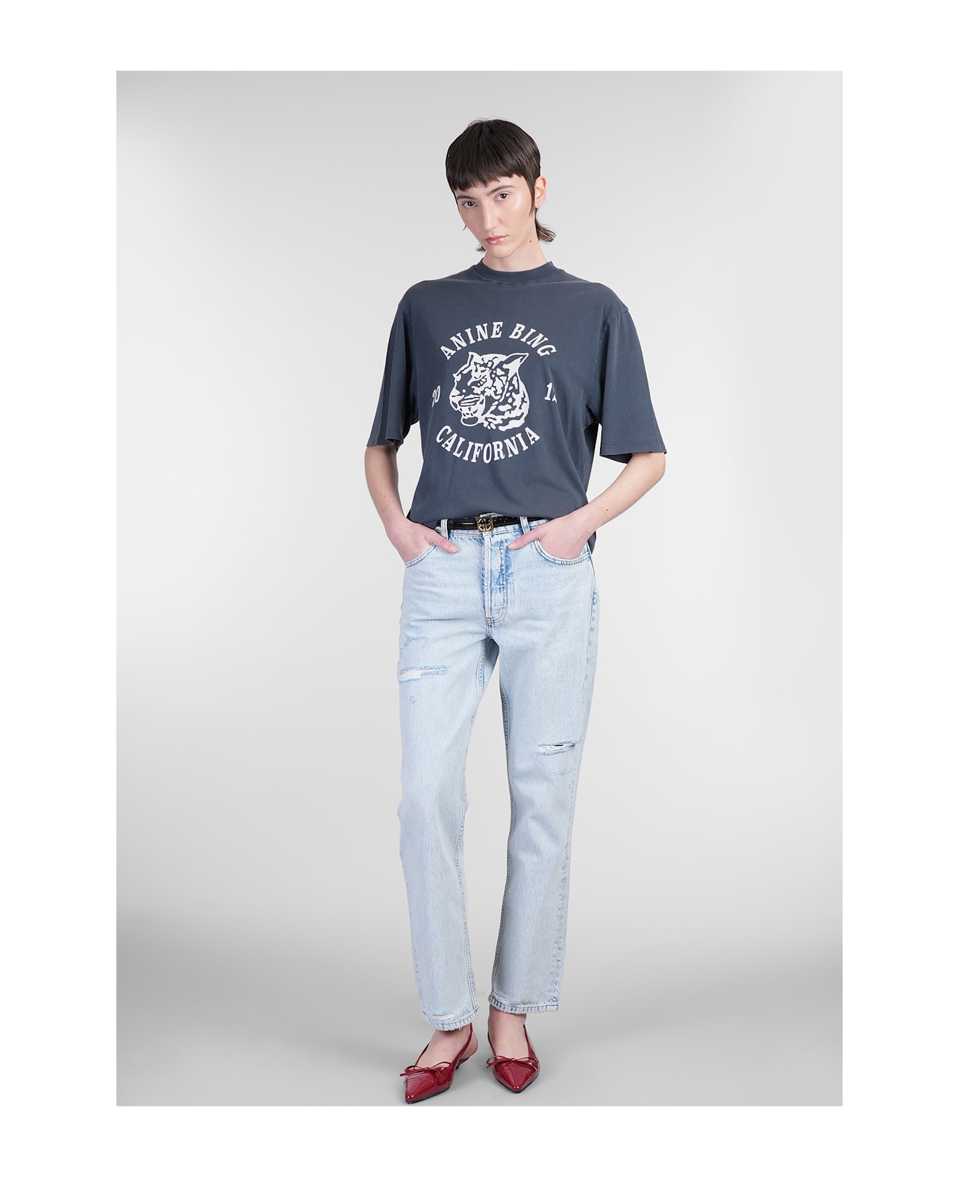 Anine Bing Avi T-shirt In Black Cotton - black