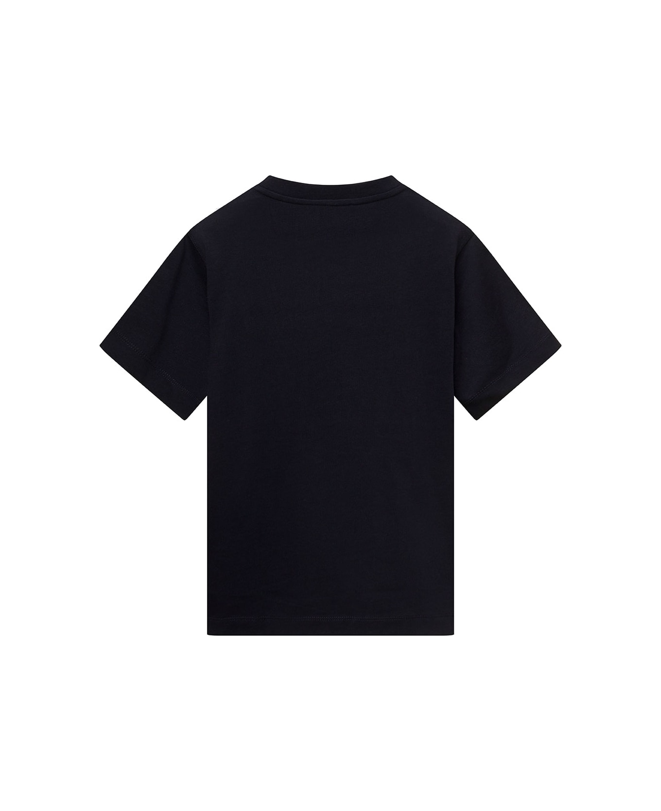 Emporio Armani Black T-shirt With Tonal Logo Print In Cotton Boy - Blu