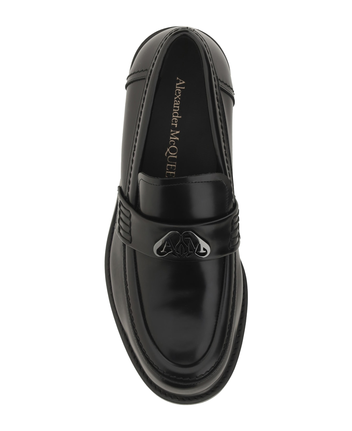 Alexander McQueen Leather Loafers - Black/gunmental ローファー＆デッキシューズ