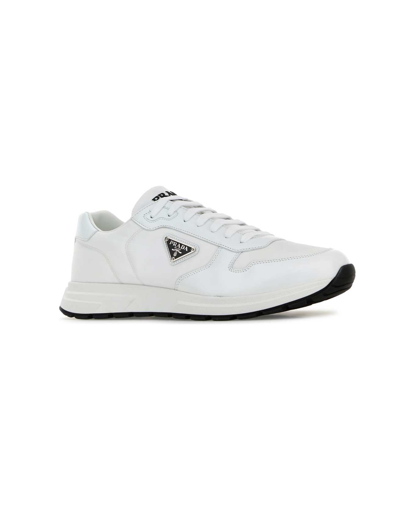 Prada White Nylon And Leather Prax 2.0 Sneakers - BIANCONERO