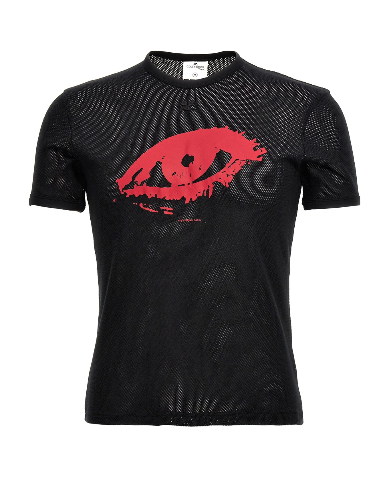 Courrèges 'resistance Contrast Mesh' T-shirt - Black  