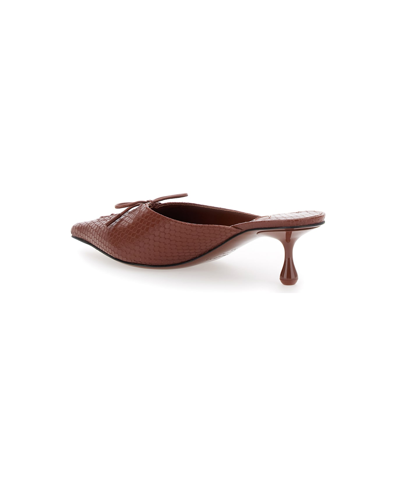 Jimmy Choo 'scarlett' Brown Mules Wirh Sculpted Heel And Snakeskin Effect In Leather Woman - Brown