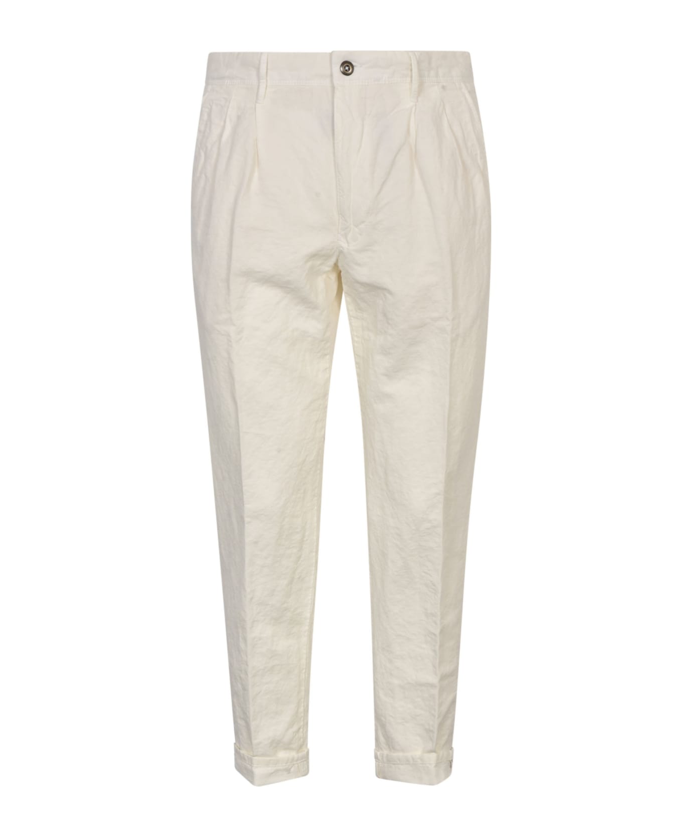 Incotex Plain Cropped Trousers - Bianco ボトムス