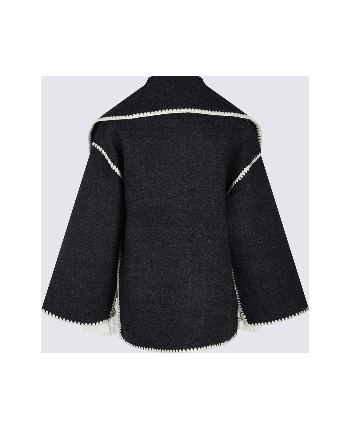 Totême Black Wool Coat - Dark Grey Melange