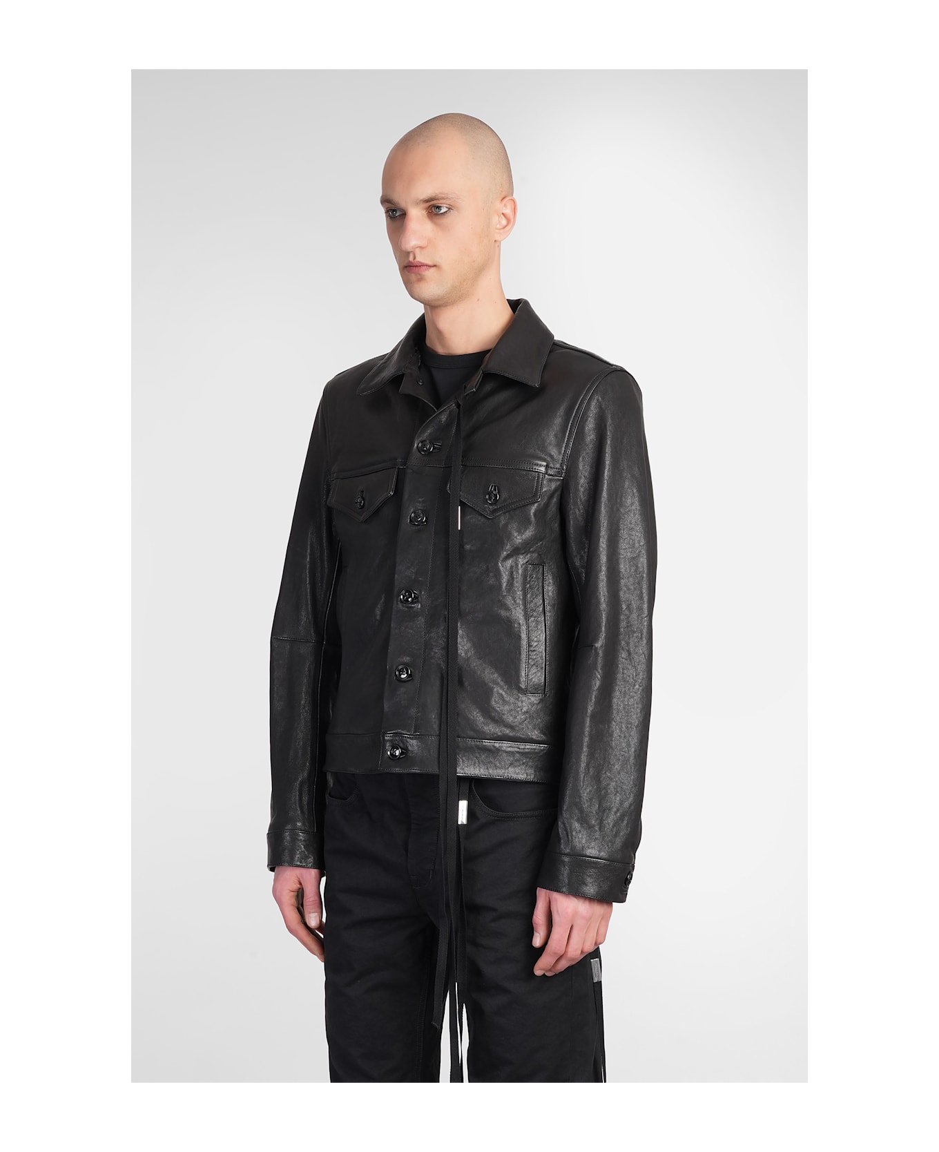 Ann Demeulemeester Ebbe Leather Jacket In Black Leather - black