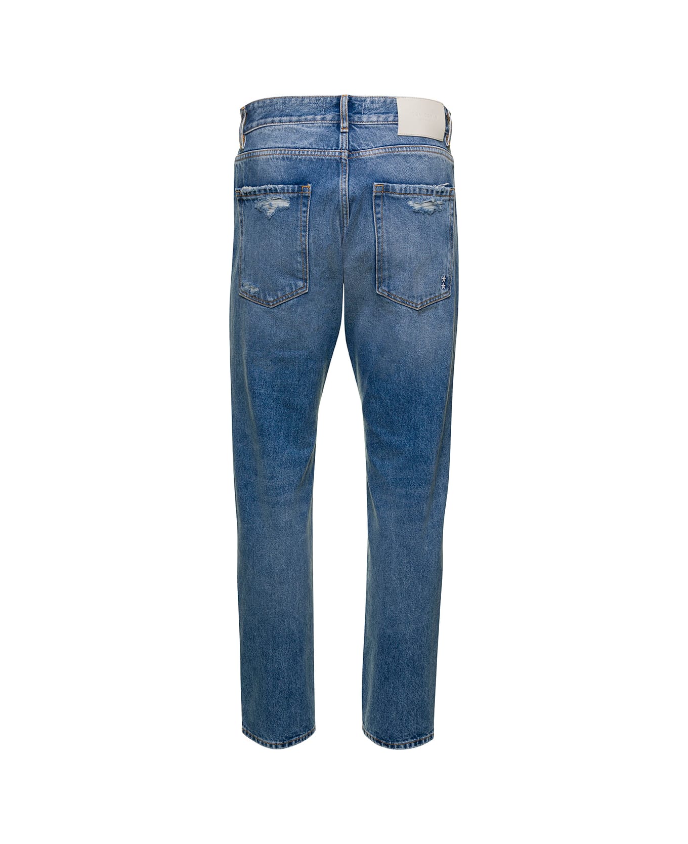 Icon Denim 'kanye' Blue Five-pocket Jeans With Logo Patch In Cotton Denim Man - Blu