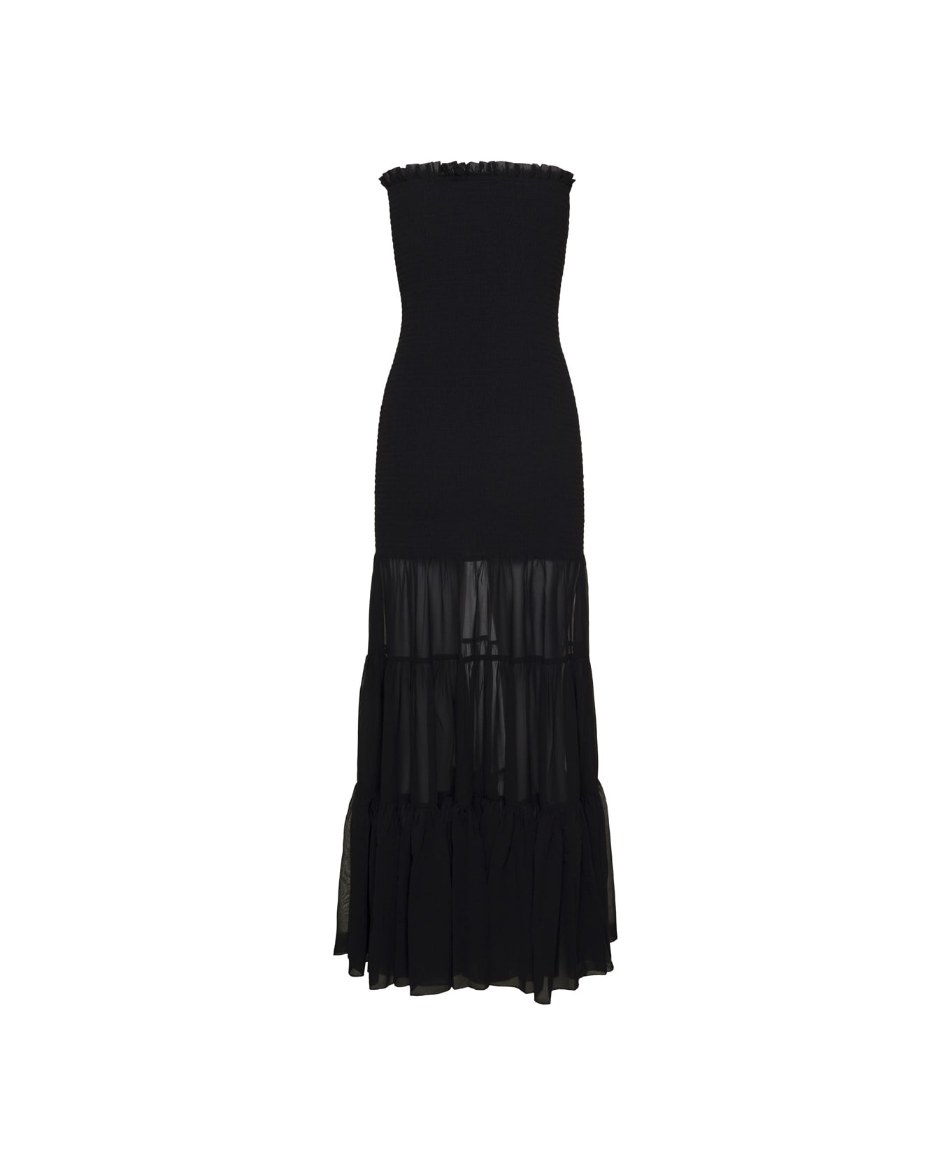 Rotate by Birger Christensen Black 'arabella' Tiered Maxi Dress In Chiffon Woman - Black