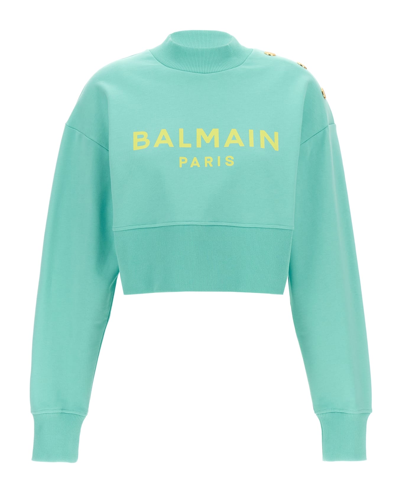 Balmain Cropped Sweatshirt - Light Blue