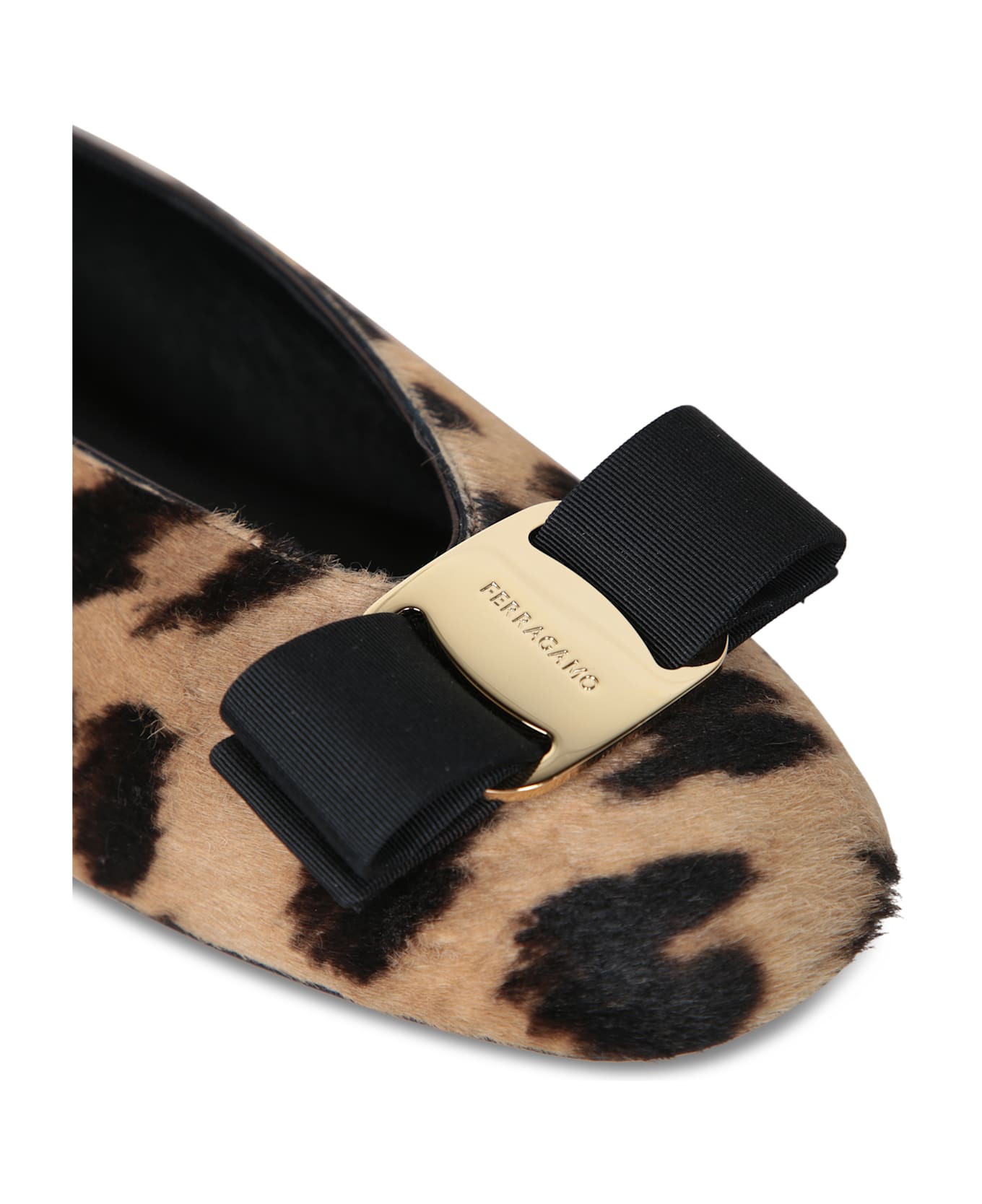 Ferragamo New Vara Pony Leopard Ballerina - Multi