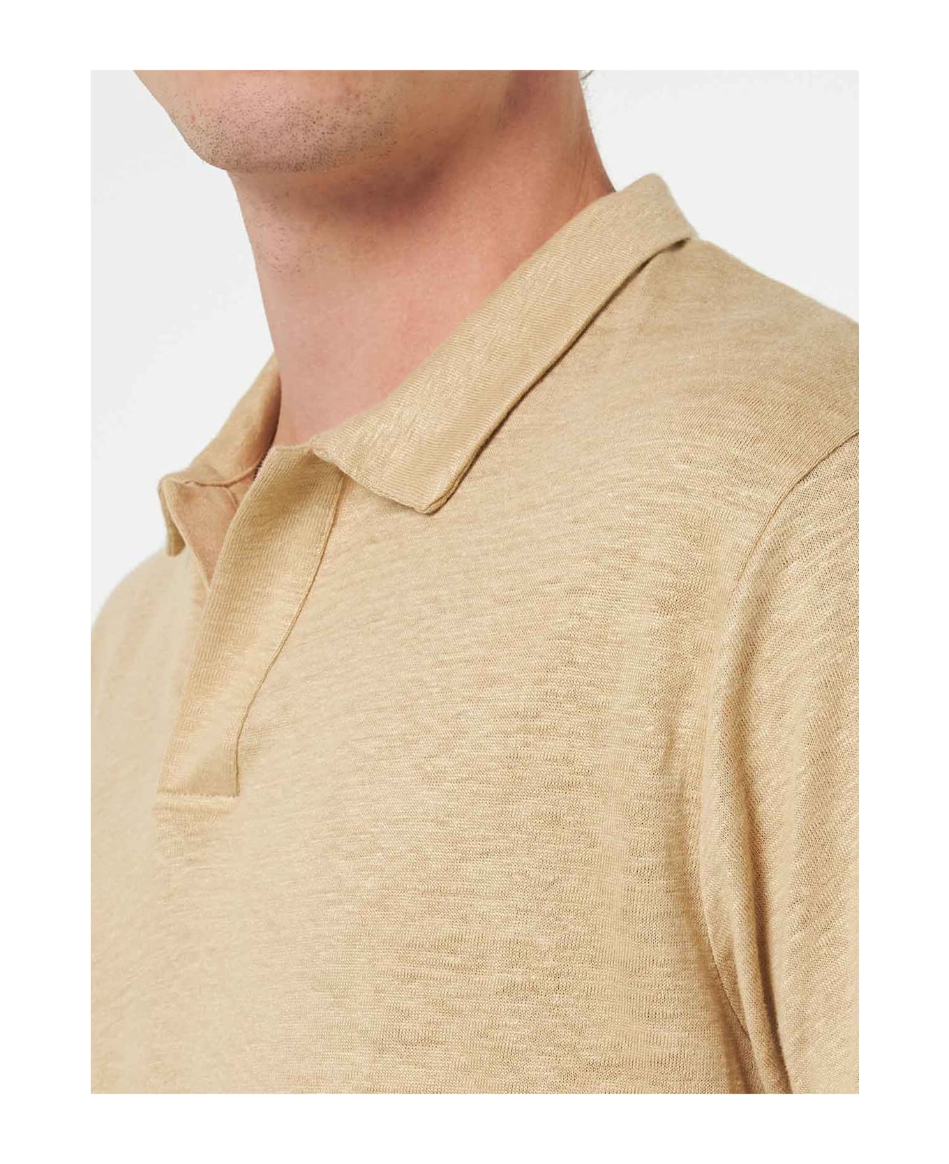 MC2 Saint Barth Beige Linen Buttonless Polo Shirt Fraser - WHITE
