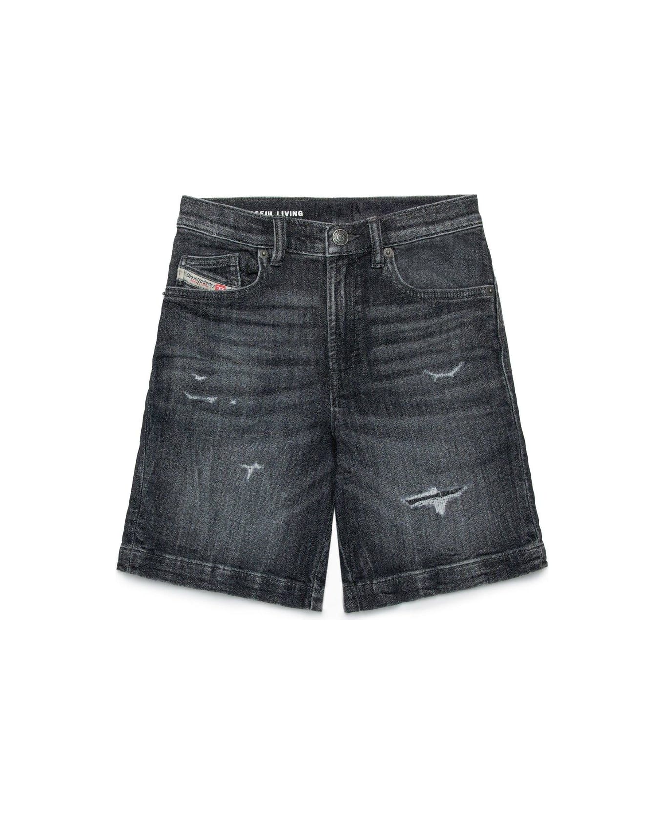 Diesel Distressed Denim Shorts - Black