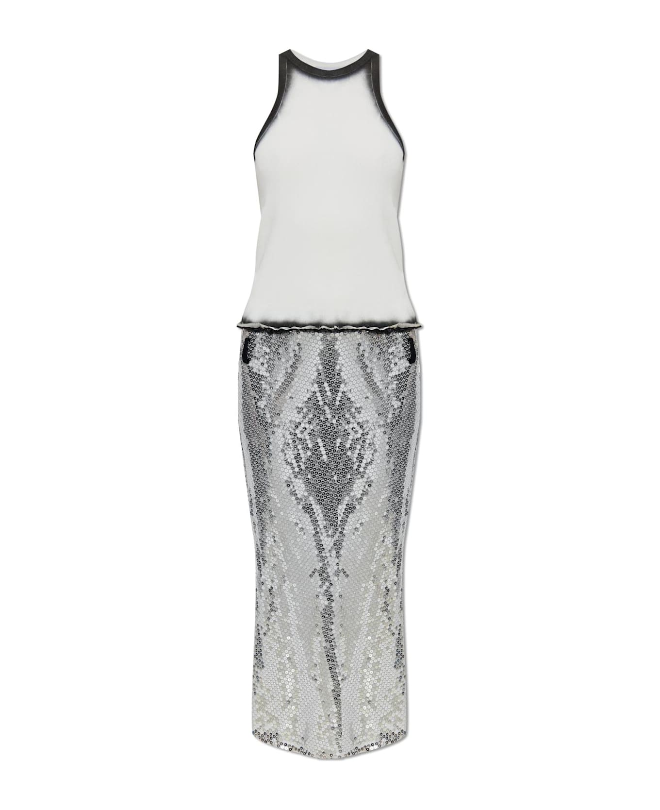 The Attico Dress With Sequin Skirt - WHITE/GREY