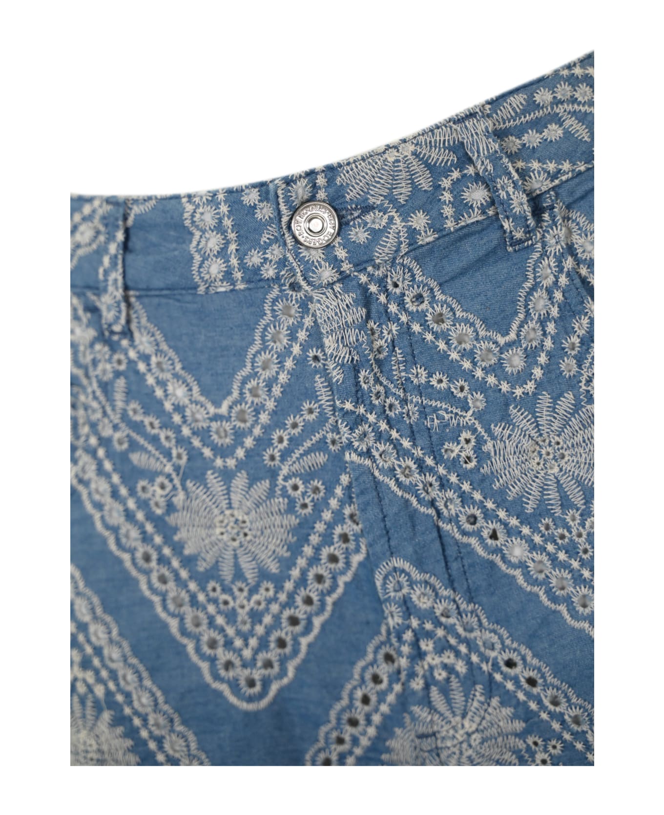 Roy Rogers Old Glory Chambray Embroidery Shorts - Washed indigo