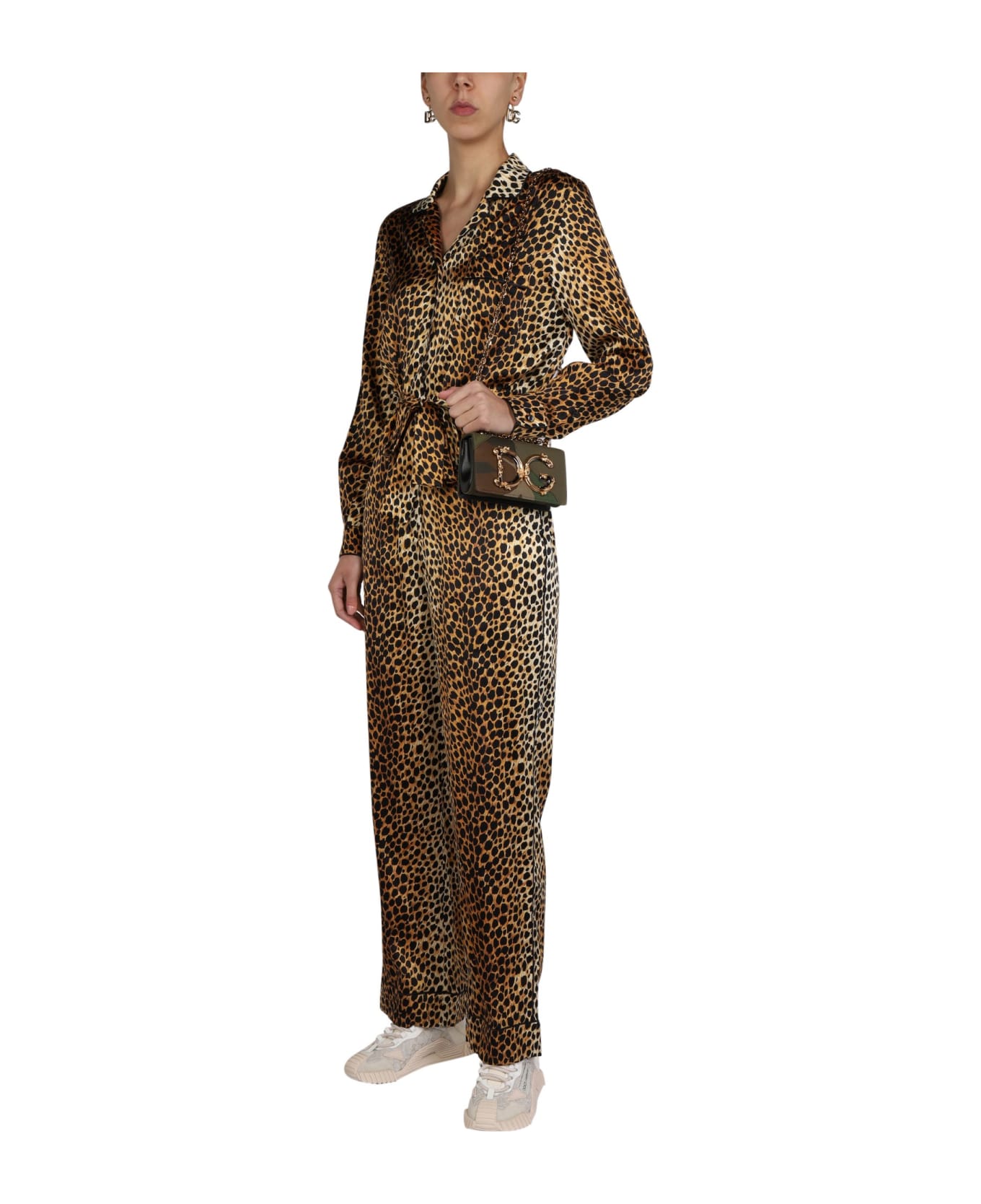 Dolce & Gabbana Animal Pattern Satin Jumpsuit - MULTICOLOR