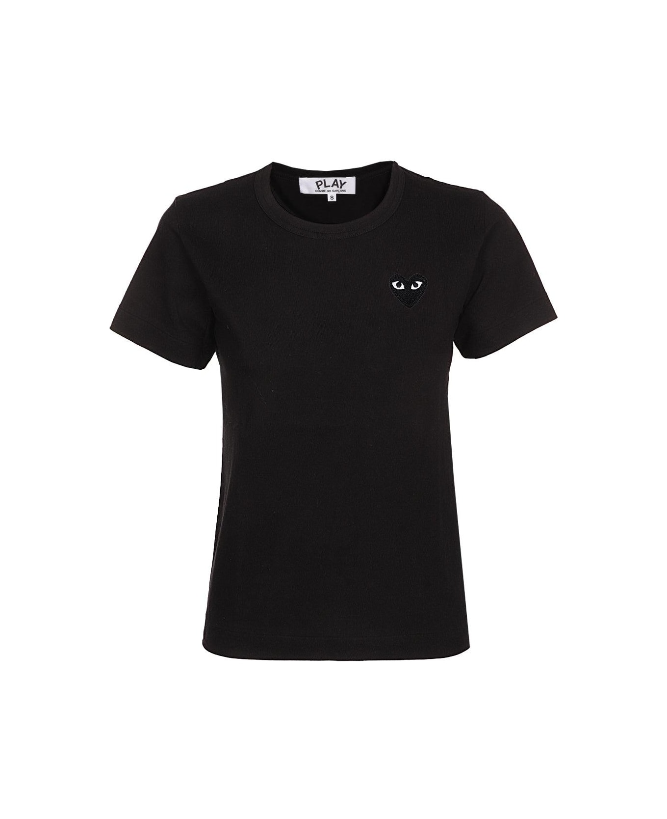 Comme des Garçons Heart Embroidered T-shirt - Black Tシャツ