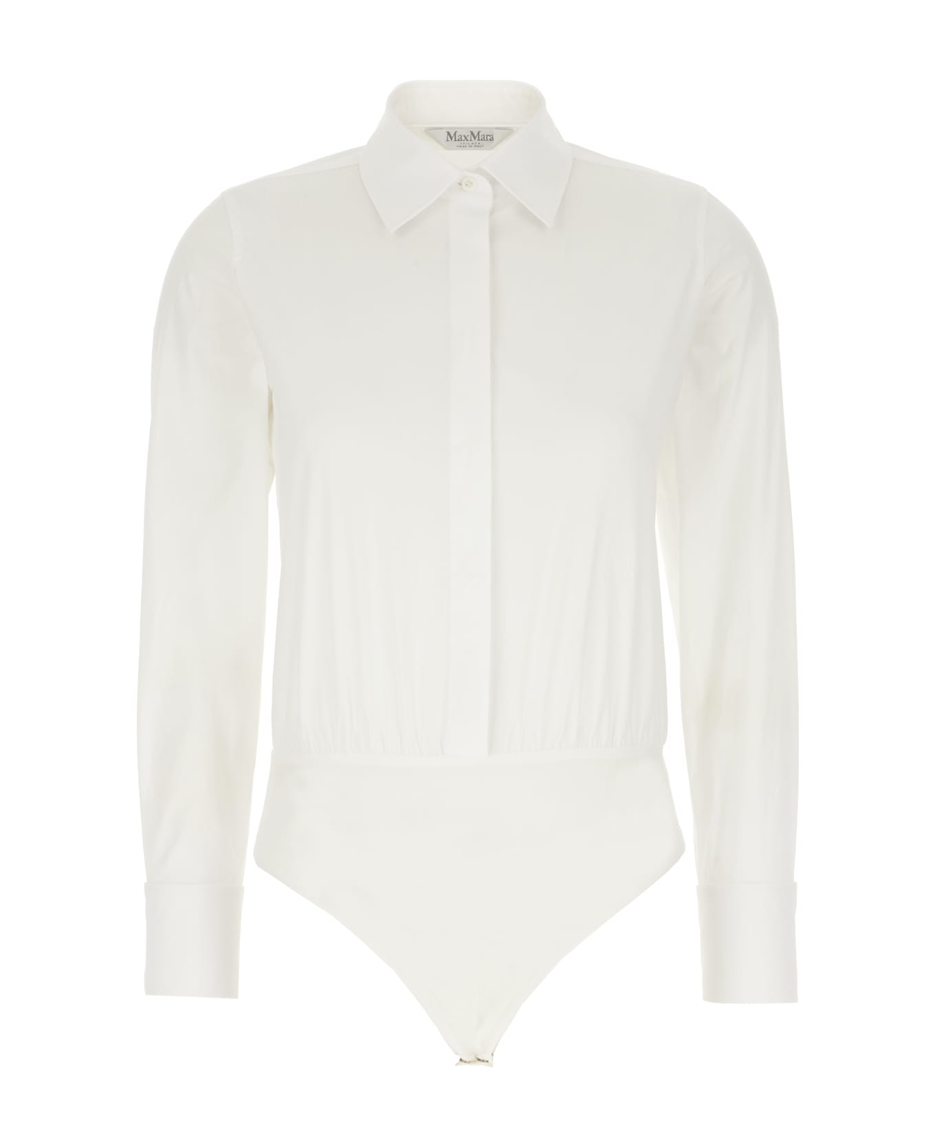 Max Mara White Stretch Cotton Bodysuit - BIANCO OTTICO