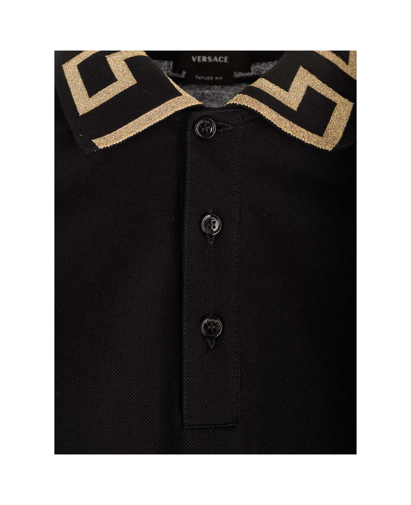 Versace Black 'greca' Polo Shirt - BLACK