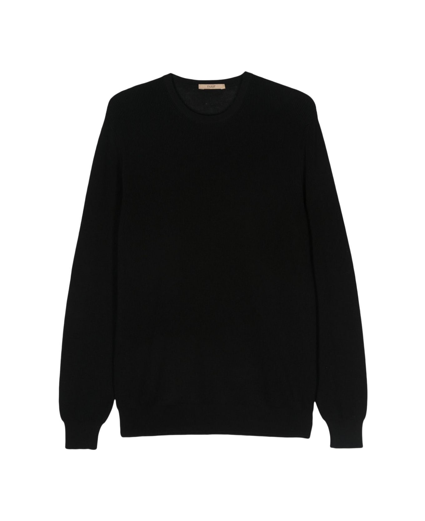 Nuur Long Sleeves Crew Neck Ribbed Sweater - Black