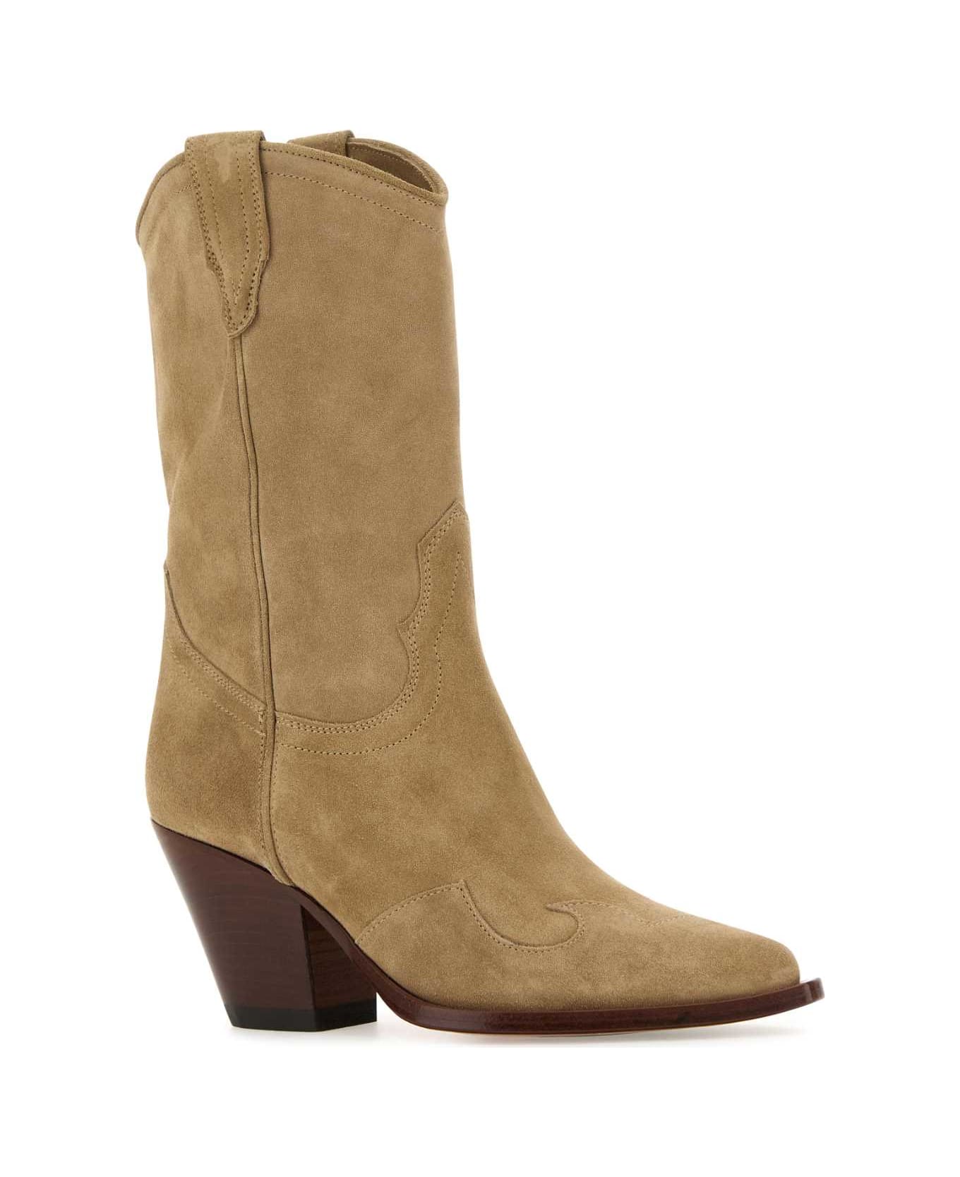 Sonora Cappuccino Suede Santa Clara Ankle Boots - TAUPE ブーツ