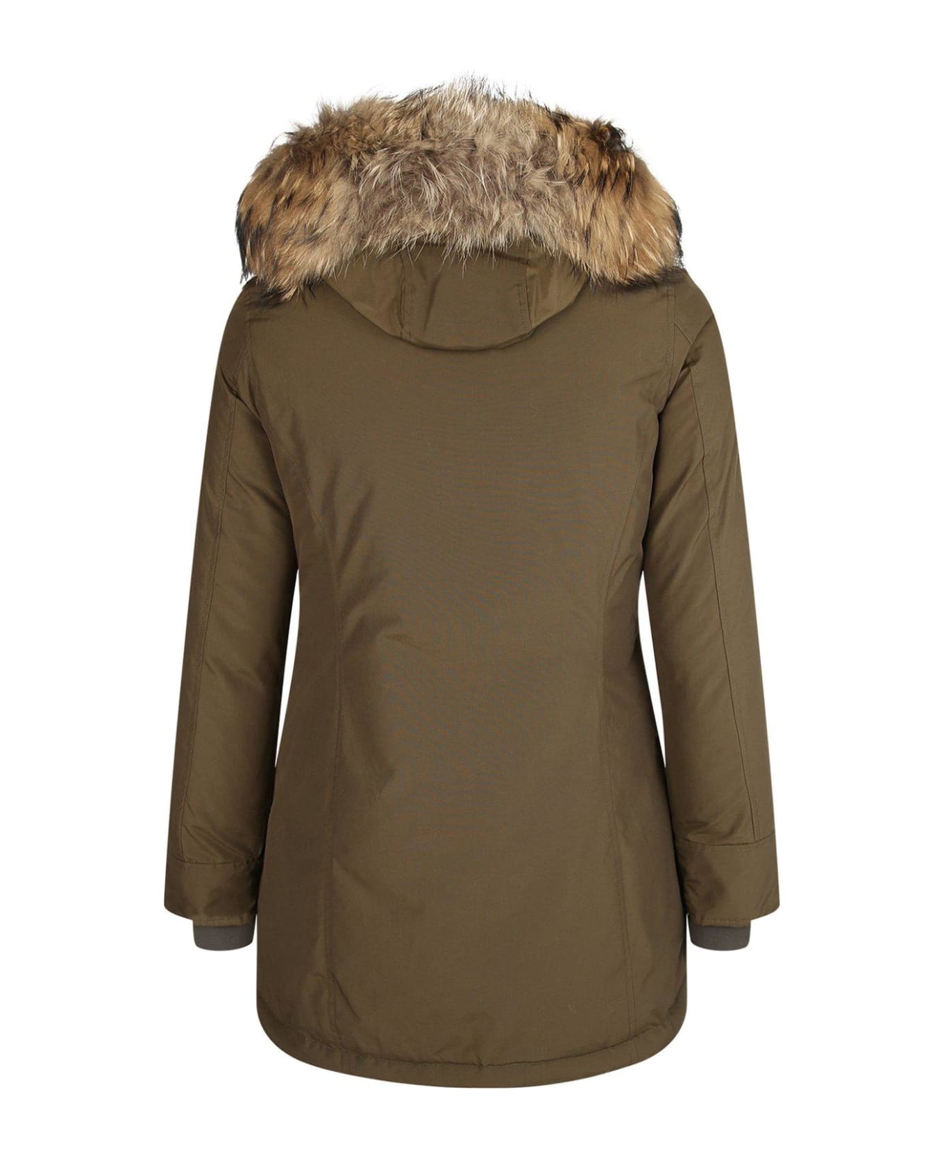 Woolrich Fur-trimmed Hooded Padded Coat - Dag Dark Green