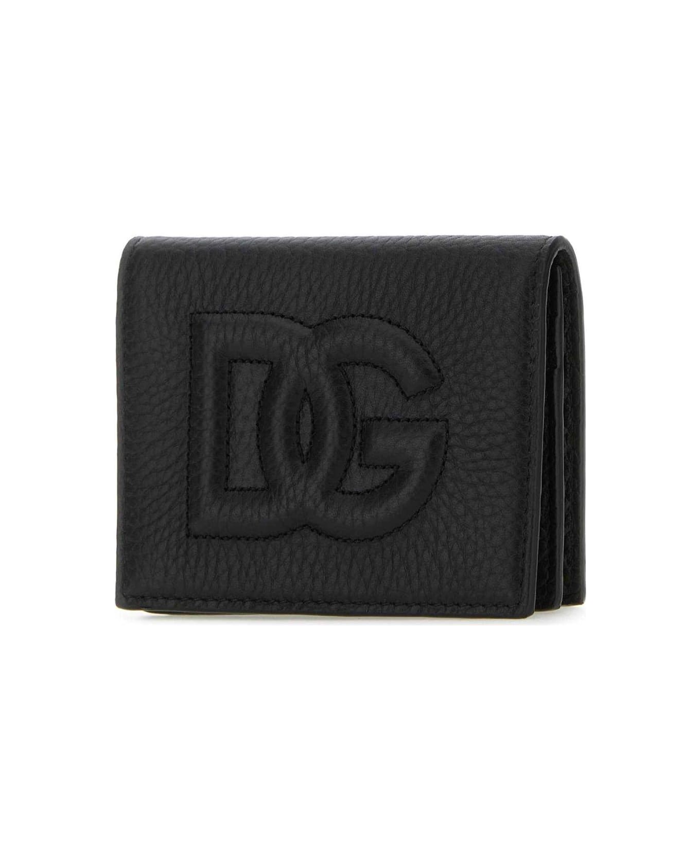 Dolce & Gabbana Logo Embossed Foldover Top Wallet - NERO (Black)