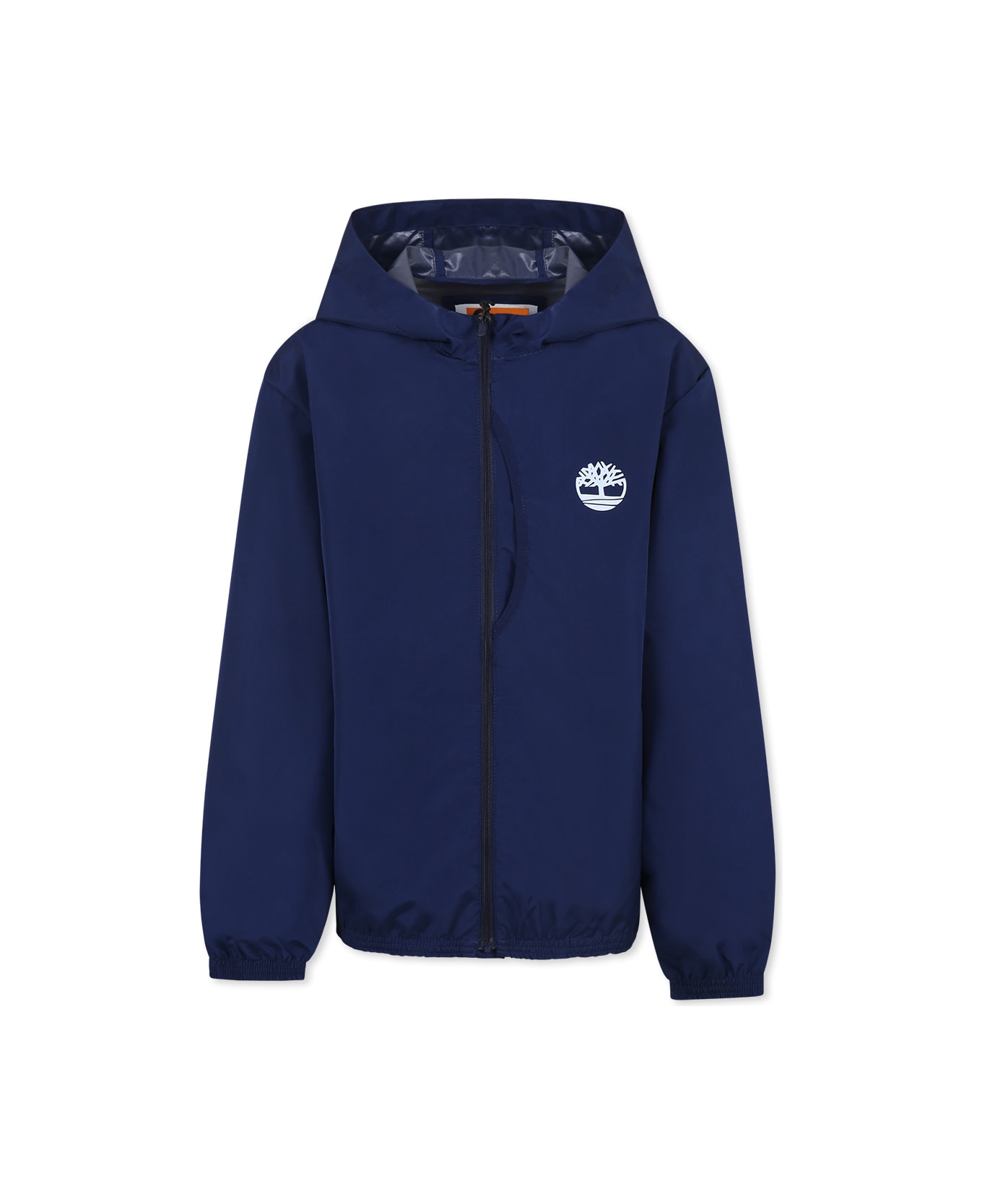 Timberland Blue Windbreaker Jacket For Boy With Logo - Blue