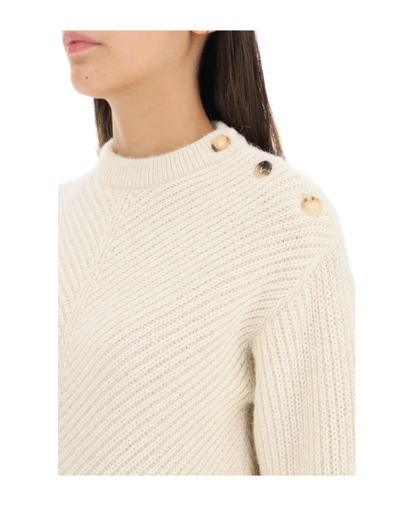 Bottega Veneta Chevron Alpaca Sweater - Bone