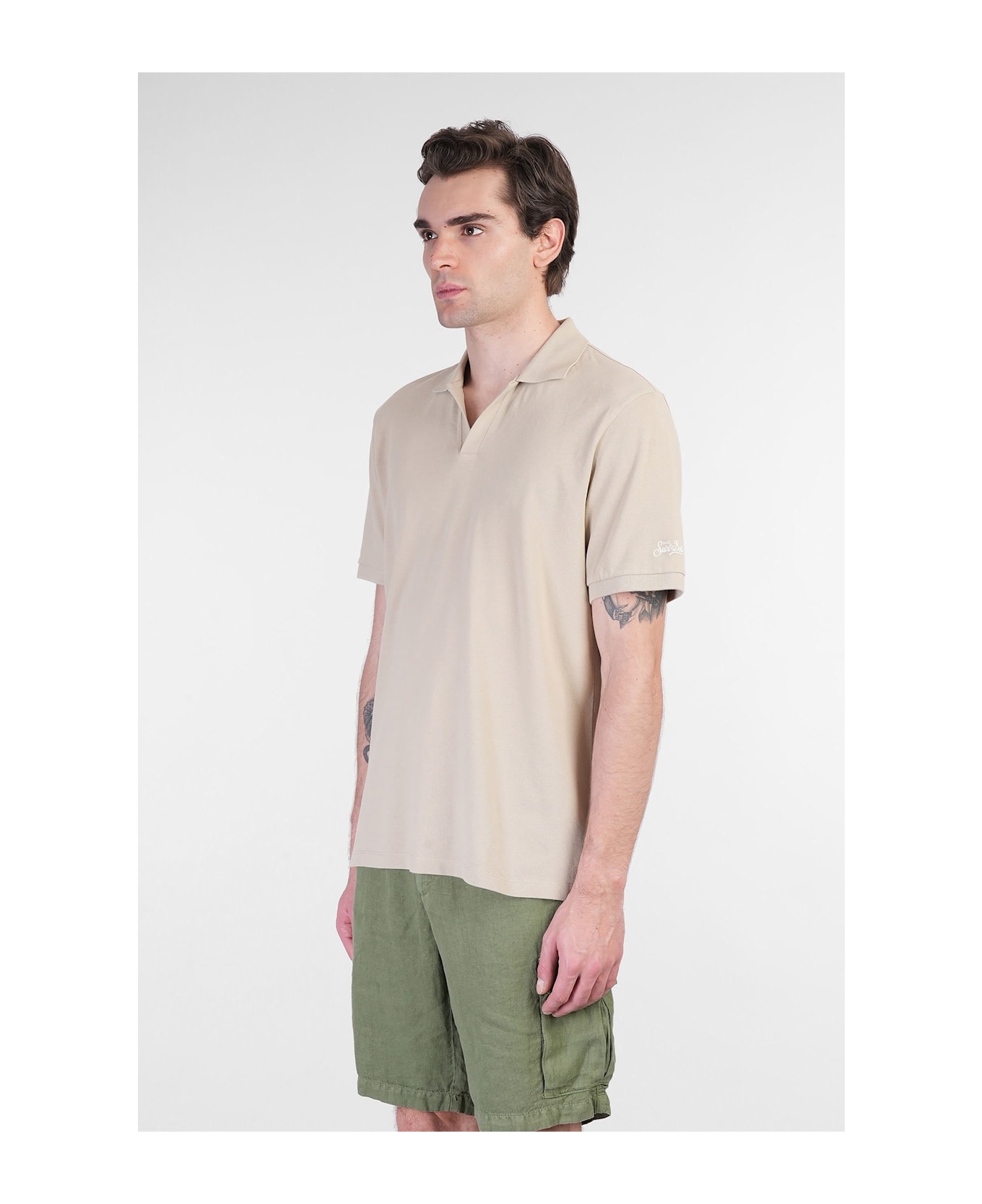 MC2 Saint Barth Charles Polo In Taupe Cotton - taupe