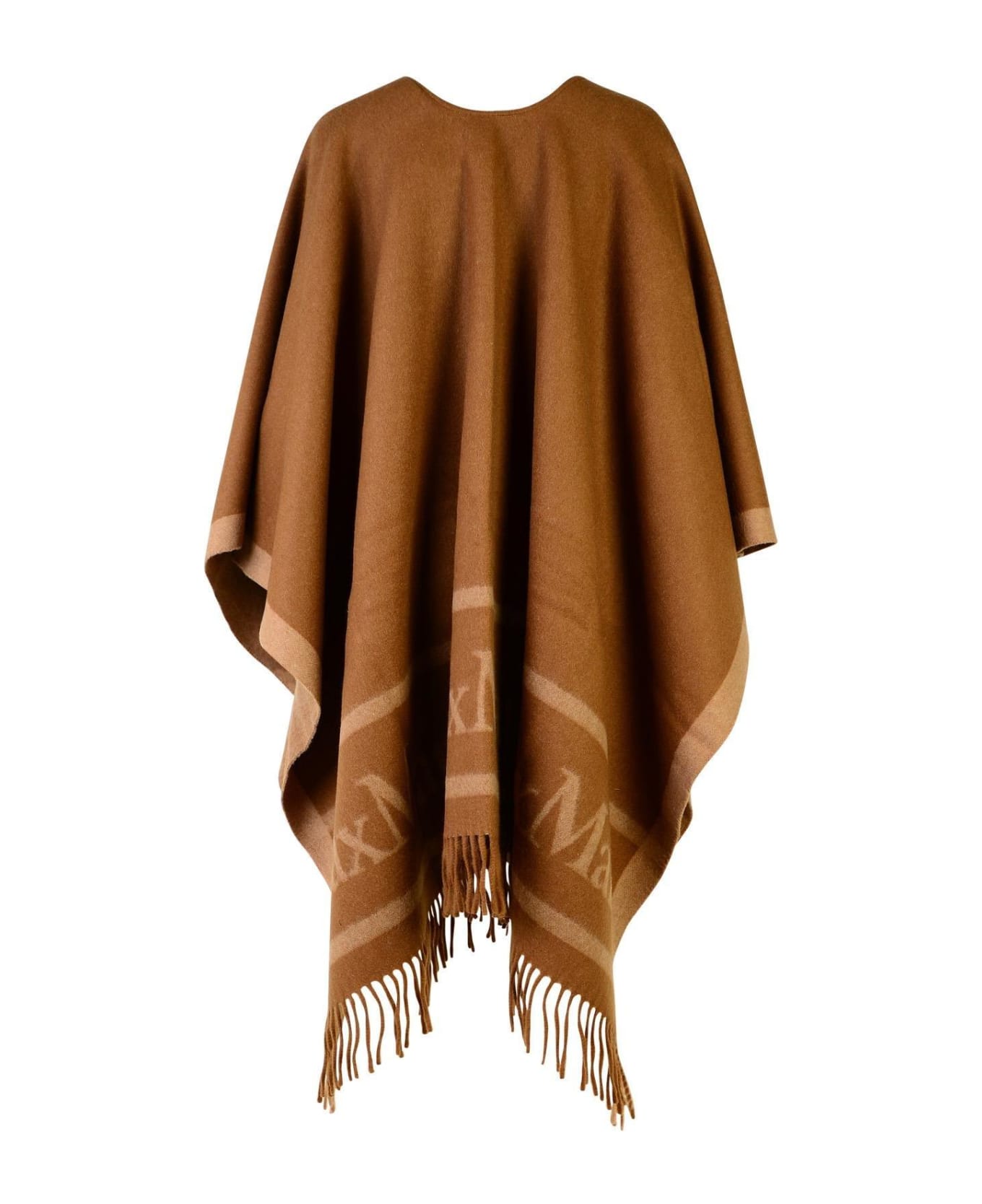 Max Mara Logo Detailed Fringed Cape - Brown コート